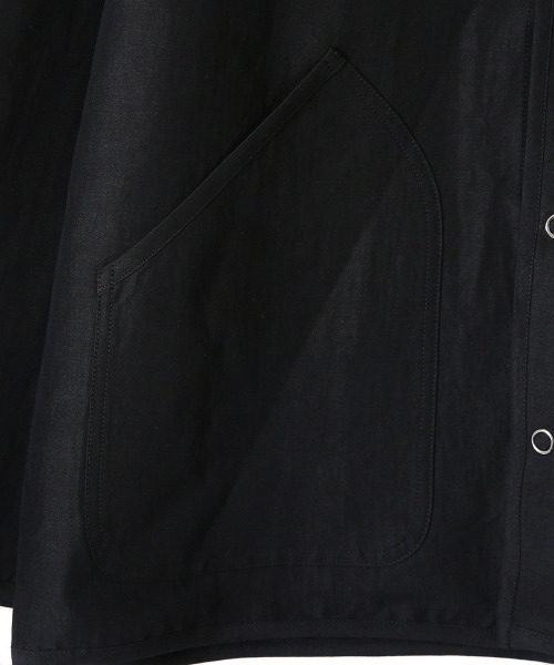 PORT BY ARK（ポートバイアーク）の「PORT BY ARK / ポートバイアーク：Hunting shirts jacket -linen viscose stretch-：PO09-SH002[COR]（カーディガン/ボレロ・メンズ・ブラウン/ブラック・2）」の15枚目の写真