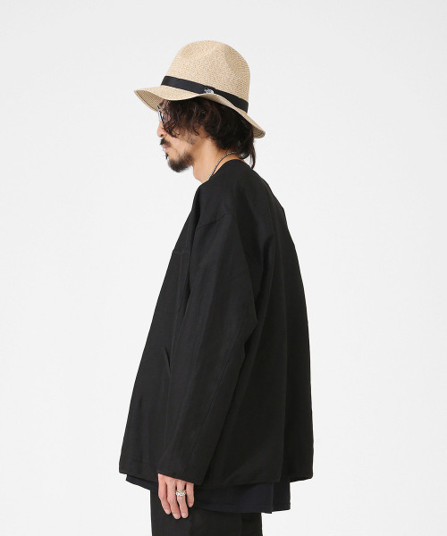 PORT BY ARK（ポートバイアーク）の「PORT BY ARK / ポートバイアーク：Hunting shirts jacket -linen viscose stretch-：PO09-SH002[COR]（カーディガン/ボレロ・メンズ・ブラウン/ブラック・2）」の17枚目の写真