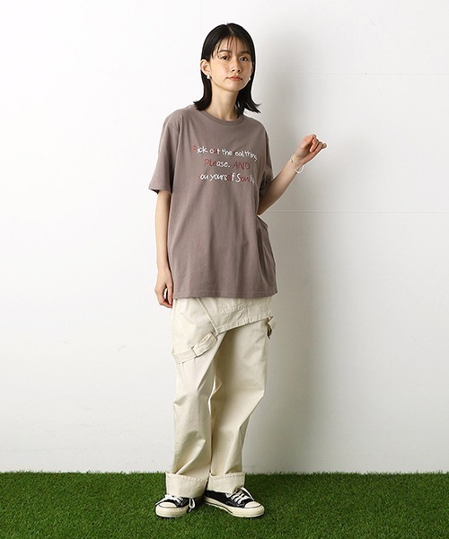 Purple&Yellow（パープルアンドイエロー）の「メッセージプリント　半袖Tシャツ（Tシャツ/カットソー・メンズ・ブラック/アイボリー/ミント/グレイッシュベージュ・SMALL/MEDIUM/LARGE/X-SMALL/X-LARGE）」の10枚目の写真