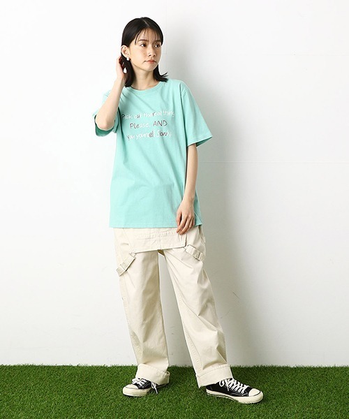 Purple&Yellow（パープルアンドイエロー）の「メッセージプリント　半袖Tシャツ（Tシャツ/カットソー・メンズ・ブラック/アイボリー/ミント/グレイッシュベージュ・SMALL/MEDIUM/LARGE/X-SMALL/X-LARGE）」の12枚目の写真