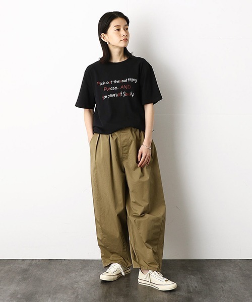 Purple&Yellow（パープルアンドイエロー）の「メッセージプリント　半袖Tシャツ（Tシャツ/カットソー・メンズ・ブラック/アイボリー/ミント/グレイッシュベージュ・SMALL/MEDIUM/LARGE/X-SMALL/X-LARGE）」の8枚目の写真