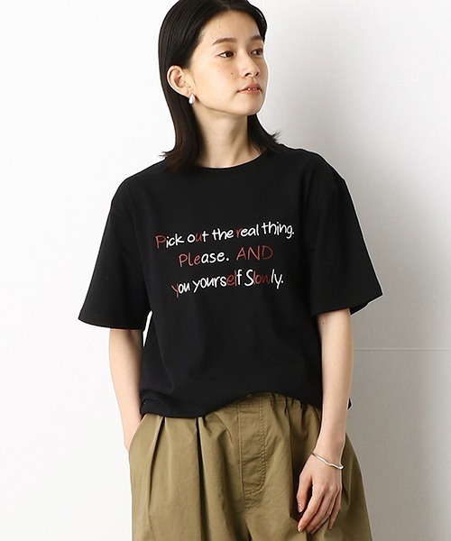 Purple&Yellow（パープルアンドイエロー）の「メッセージプリント　半袖Tシャツ（Tシャツ/カットソー・メンズ・ブラック/アイボリー/ミント/グレイッシュベージュ・SMALL/MEDIUM/LARGE/X-SMALL/X-LARGE）」の14枚目の写真