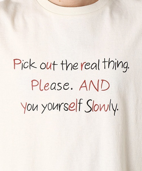 Purple&Yellow（パープルアンドイエロー）の「メッセージプリント　半袖Tシャツ（Tシャツ/カットソー・メンズ・ブラック/アイボリー/ミント/グレイッシュベージュ・SMALL/MEDIUM/LARGE/X-SMALL/X-LARGE）」の21枚目の写真