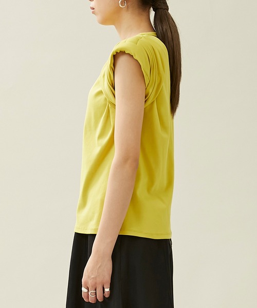 city（シティ）の「【CITY】スビンコットンギャザーパワショルTEE（Tシャツ/カットソー・レディース・イエロー/ブラック/ホワイト・FREE）」の9枚目の写真