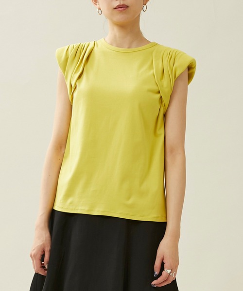 city（シティ）の「【CITY】スビンコットンギャザーパワショルTEE（Tシャツ/カットソー・レディース・イエロー/ブラック/ホワイト・FREE）」の11枚目の写真