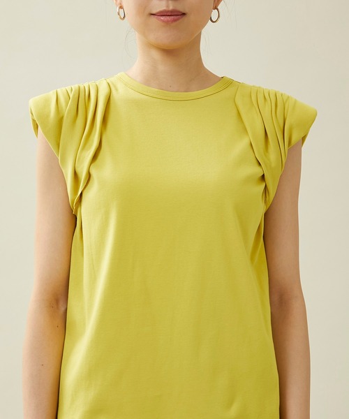city（シティ）の「【CITY】スビンコットンギャザーパワショルTEE（Tシャツ/カットソー・レディース・イエロー/ブラック/ホワイト・FREE）」の13枚目の写真