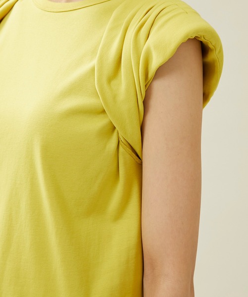 city（シティ）の「【CITY】スビンコットンギャザーパワショルTEE（Tシャツ/カットソー・レディース・イエロー/ブラック/ホワイト・FREE）」の14枚目の写真