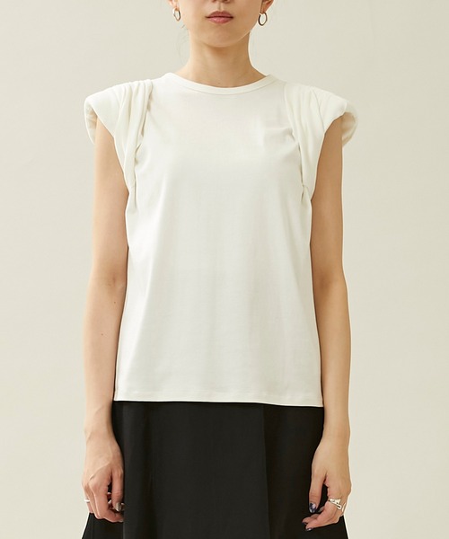 city（シティ）の「【CITY】スビンコットンギャザーパワショルTEE（Tシャツ/カットソー・レディース・イエロー/ブラック/ホワイト・FREE）」の17枚目の写真