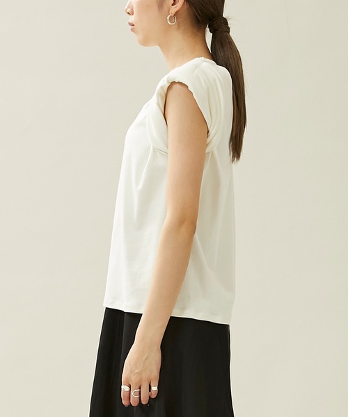 city（シティ）の「【CITY】スビンコットンギャザーパワショルTEE（Tシャツ/カットソー・レディース・イエロー/ブラック/ホワイト・FREE）」の18枚目の写真