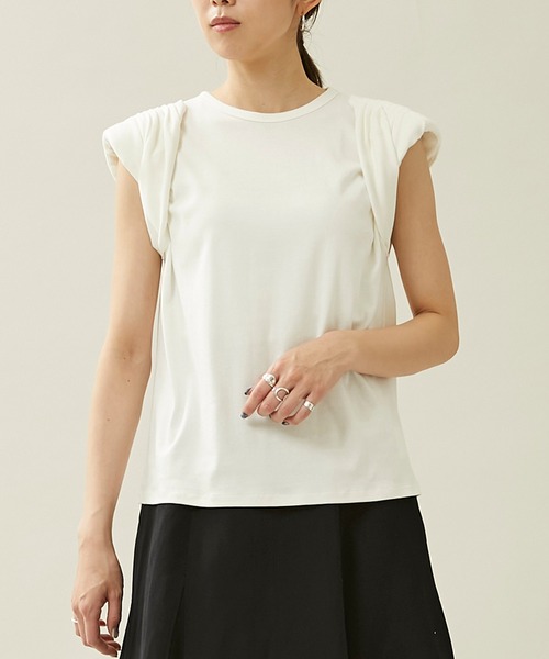 city（シティ）の「【CITY】スビンコットンギャザーパワショルTEE（Tシャツ/カットソー・レディース・イエロー/ブラック/ホワイト・FREE）」の20枚目の写真