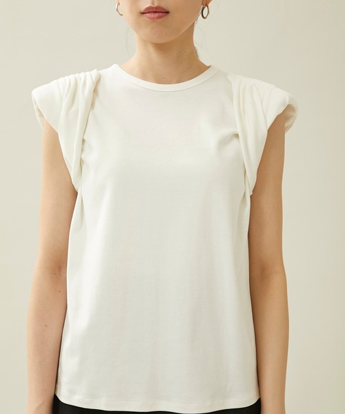 city（シティ）の「【CITY】スビンコットンギャザーパワショルTEE（Tシャツ/カットソー・レディース・イエロー/ブラック/ホワイト・FREE）」の21枚目の写真