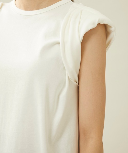 city（シティ）の「【CITY】スビンコットンギャザーパワショルTEE（Tシャツ/カットソー・レディース・イエロー/ブラック/ホワイト・FREE）」の22枚目の写真