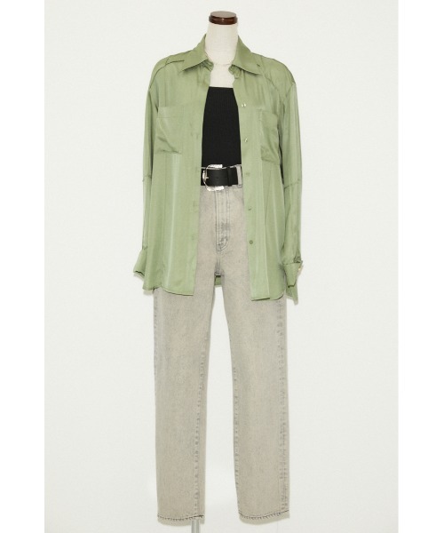 THROW by SLY(スローバイスライ)の「THROW SILK MIX SEAM DESIGN SH シルクミックス シャツ(シャツ/ブラウス・レディース・アイボリー/グリーン・FREE)」の5枚目の写真