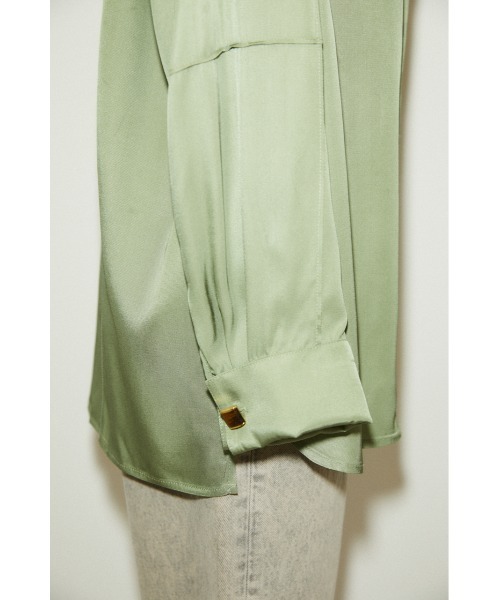 THROW by SLY(スローバイスライ)の「THROW SILK MIX SEAM DESIGN SH シルクミックス シャツ(シャツ/ブラウス・レディース・アイボリー/グリーン・FREE)」の6枚目の写真