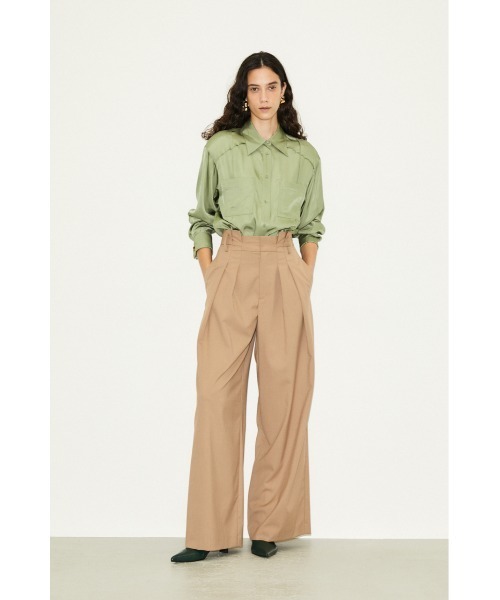 THROW by SLY(スローバイスライ)の「THROW SILK MIX SEAM DESIGN SH シルクミックス シャツ(シャツ/ブラウス・レディース・アイボリー/グリーン・FREE)」の14枚目の写真