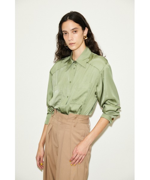 THROW by SLY(スローバイスライ)の「THROW SILK MIX SEAM DESIGN SH シルクミックス シャツ(シャツ/ブラウス・レディース・アイボリー/グリーン・FREE)」の15枚目の写真
