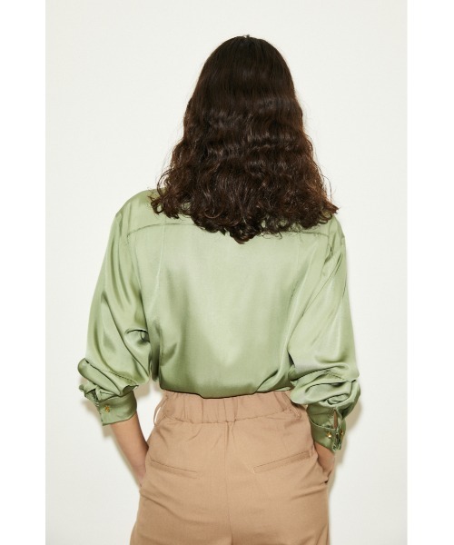 THROW by SLY(スローバイスライ)の「THROW SILK MIX SEAM DESIGN SH シルクミックス シャツ(シャツ/ブラウス・レディース・アイボリー/グリーン・FREE)」の16枚目の写真