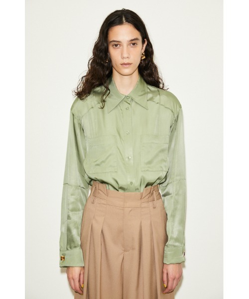 THROW by SLY(スローバイスライ)の「THROW SILK MIX SEAM DESIGN SH シルクミックス シャツ(シャツ/ブラウス・レディース・アイボリー/グリーン・FREE)」の17枚目の写真