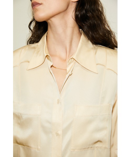 THROW by SLY(スローバイスライ)の「THROW SILK MIX SEAM DESIGN SH シルクミックス シャツ(シャツ/ブラウス・レディース・アイボリー/グリーン・FREE)」の10枚目の写真