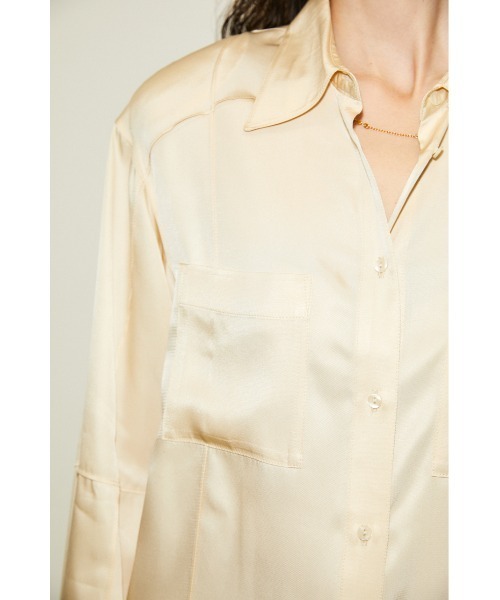 THROW by SLY(スローバイスライ)の「THROW SILK MIX SEAM DESIGN SH シルクミックス シャツ(シャツ/ブラウス・レディース・アイボリー/グリーン・FREE)」の11枚目の写真