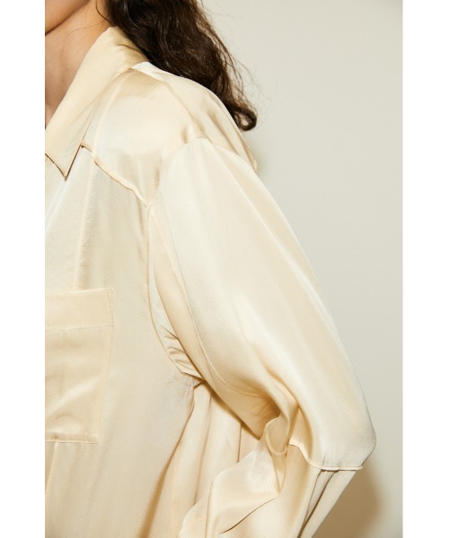 THROW by SLY(スローバイスライ)の「THROW SILK MIX SEAM DESIGN SH シルクミックス シャツ(シャツ/ブラウス・レディース・アイボリー/グリーン・FREE)」の12枚目の写真