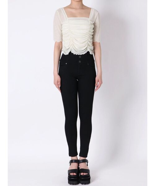 EMODA(エモダ)の「ショートドレープトップ(Tシャツ/カットソー・レディース・ブラック/ベージュ/グリーン/アイボリー・FREE)」の9枚目の写真