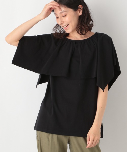 LEPSIM（レプシィム）の「フリルデザインプルオーバー　949210（Tシャツ/カットソー・レディース・ブラック/オフホワイト・FREE）」の2枚目の写真