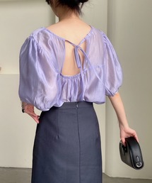 KOR | パフスリーブ バックリボン シアーブラウス(シャツ/ブラウス)