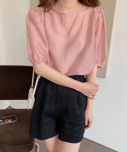 KOR（ケーオーアール）の「パフスリーブ バックリボン シアーブラウス（シャツ/ブラウス・レディース・ホワイト/パープル/ピンク/ダークグレー・FREE）」の18枚目の写真