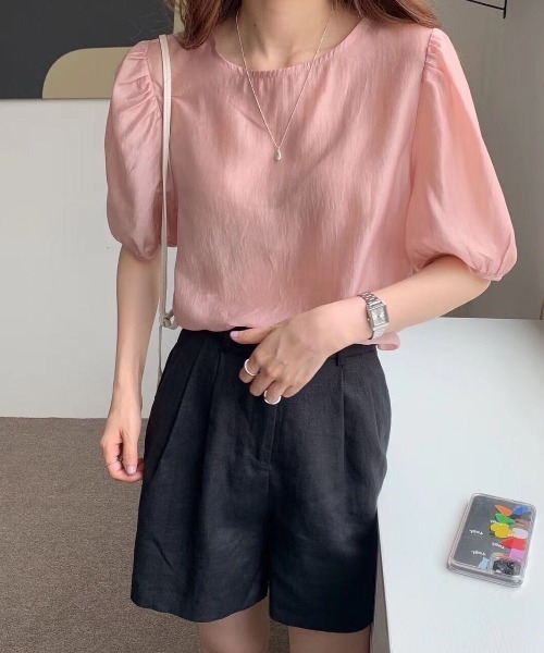 KOR（ケーオーアール）の「パフスリーブ バックリボン シアーブラウス（シャツ/ブラウス・レディース・ホワイト/パープル/ピンク/ダークグレー・FREE）」の17枚目の写真