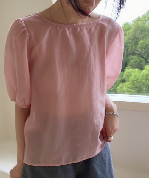 KOR（ケーオーアール）の「パフスリーブ バックリボン シアーブラウス（シャツ/ブラウス・レディース・ホワイト/パープル/ピンク/ダークグレー・FREE）」の22枚目の写真