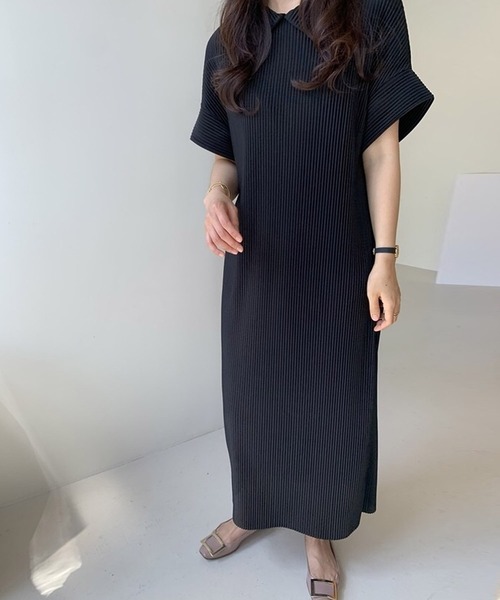 SMILE ORCHID(スマイルオーキッド)の「(セルフカット可能)ストレッチプリーツスーパーロングワンピース(ワンピース・レディース・チャコールグレー/ブラック/ベージュ/ネイビー・FREE)」の11枚目の写真