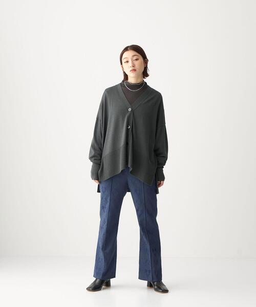 CITEN(シテン)の「<CITEN(シテン)>ワイドリブ キリカエ ビッグ カーディガン(カーディガン/ボレロ・レディース・ライトグレー/ダークグレー/ピンク・FREE)」の6枚目の写真