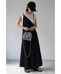 アシンメトリーラップサロペットスカート