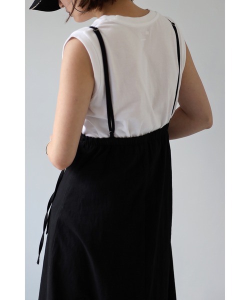 Bonjour Sagan（ボンジュールサガン）の「アシンメトリーラップサロペットスカート（スカート・レディース・ブラック/ベージュ・FREE）」の5枚目の写真