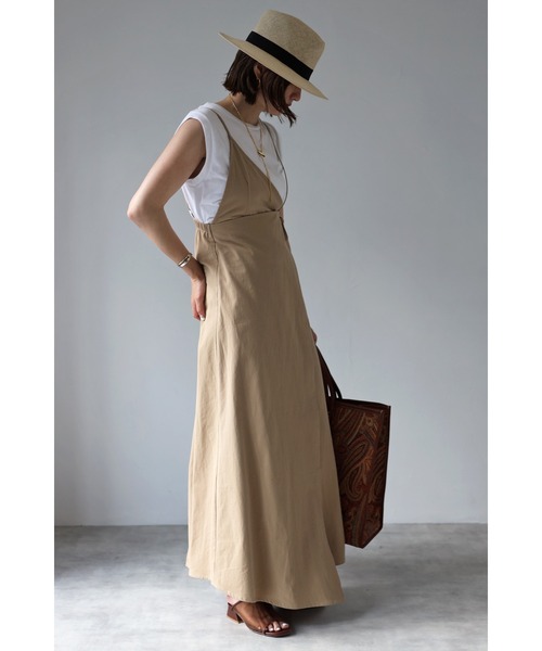 Bonjour Sagan（ボンジュールサガン）の「アシンメトリーラップサロペットスカート（スカート・レディース・ブラック/ベージュ・FREE）」の10枚目の写真