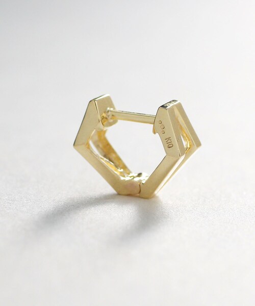 COCOSHNIK(ココシュニック)の「K10ヘキサゴン中折れ フープピアス(ピアス(両耳用)・レディース・ホワイト系その他7・00)」の3枚目の写真