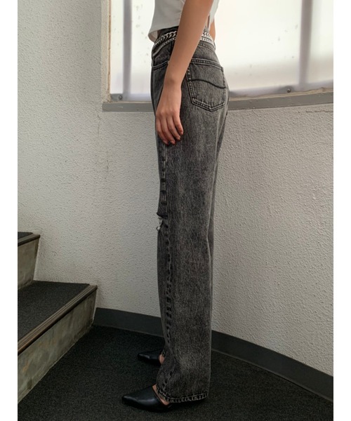 EGOIST（エゴイスト）の「ＥＧストレートデニムパンツⅡ（デニムパンツ・レディース・ブラック/カーキ・SS/S/M）」の14枚目の写真