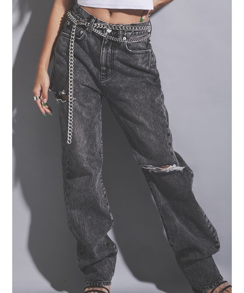 EGOIST（エゴイスト）の「ＥＧストレートデニムパンツⅡ（デニムパンツ・レディース・ブラック/カーキ・SS/S/M）」の21枚目の写真