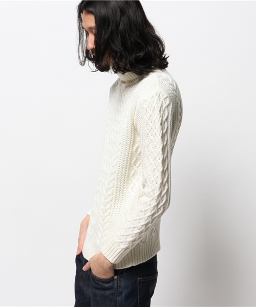 WEGO（ウィゴー）の「WEGO/ケーブル編タートルニット（ニット/セーター・メンズ・ホワイト/杢グレー・LARGE/MEDIUM）」の7枚目の写真