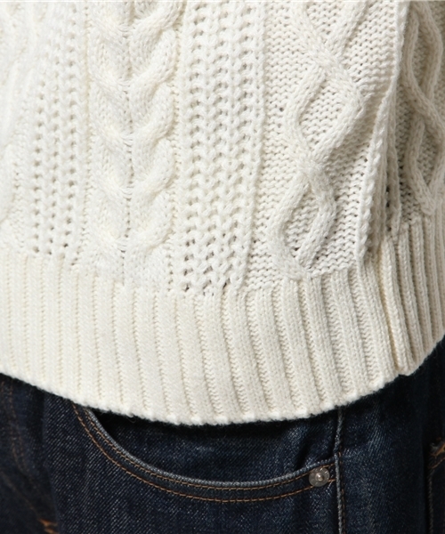 WEGO（ウィゴー）の「WEGO/ケーブル編タートルニット（ニット/セーター・メンズ・ホワイト/杢グレー・LARGE/MEDIUM）」の11枚目の写真