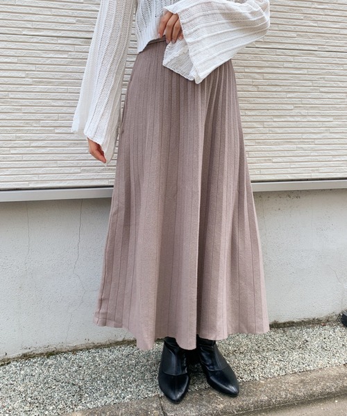 CLEA(クレア)の「ニットスカート(スカート・レディース・ブラック/ベージュ/アイボリー/モカ/ピンクベージュ・M/L)」の3枚目の写真