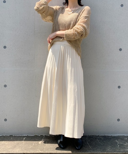 CLEA(クレア)の「ニットスカート(スカート・レディース・ブラック/ベージュ/アイボリー/モカ/ピンクベージュ・M/L)」の19枚目の写真