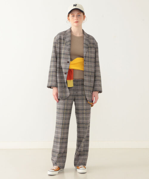 BEAMS BOY（ビームスボーイ）の「BEAMS BOY / チェック スラックス（スラックス・レディース・ダークブラウン/ベージュ・1/0）」の7枚目の写真