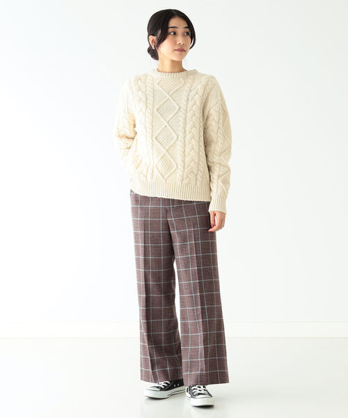 BEAMS BOY（ビームスボーイ）の「BEAMS BOY / チェック スラックス（スラックス・レディース・ダークブラウン/ベージュ・1/0）」の8枚目の写真