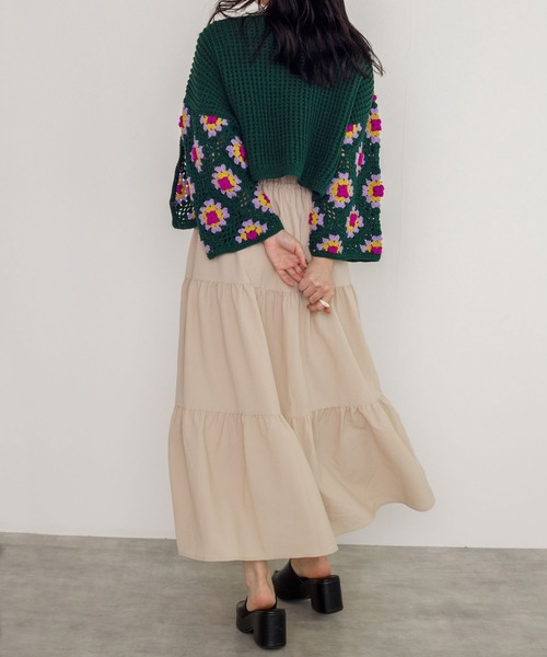 w closet（ダブルクローゼット）の「カギ針モチーフ5分袖カーディガン（カーディガン/ボレロ・レディース・ブラック/ダークグリーン/アイボリー・FREE）」の18枚目の写真