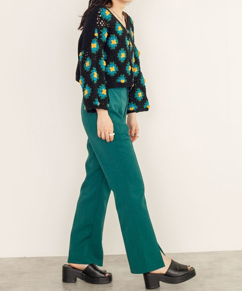 w closet（ダブルクローゼット）の「カギ針モチーフ5分袖カーディガン（カーディガン/ボレロ・レディース・ブラック/ダークグリーン/アイボリー・FREE）」の10枚目の写真