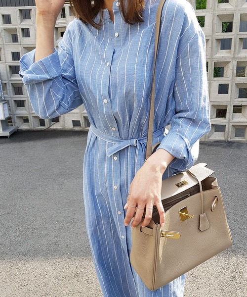 Bifrost（ビフレスト）の「ストライプシャツワンピース（シャツワンピース・レディース・ブルー・M/L）」の2枚目の写真