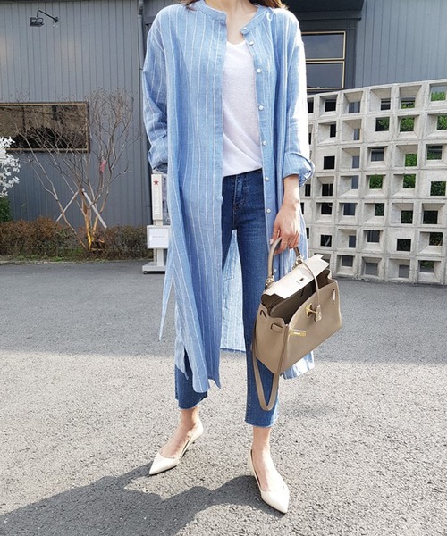 Bifrost（ビフレスト）の「ストライプシャツワンピース（シャツワンピース・レディース・ブルー・M/L）」の10枚目の写真