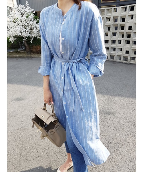 Bifrost（ビフレスト）の「ストライプシャツワンピース（シャツワンピース・レディース・ブルー・M/L）」の5枚目の写真